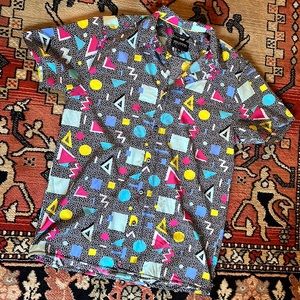 90s Print Button-Up Short Sleeve